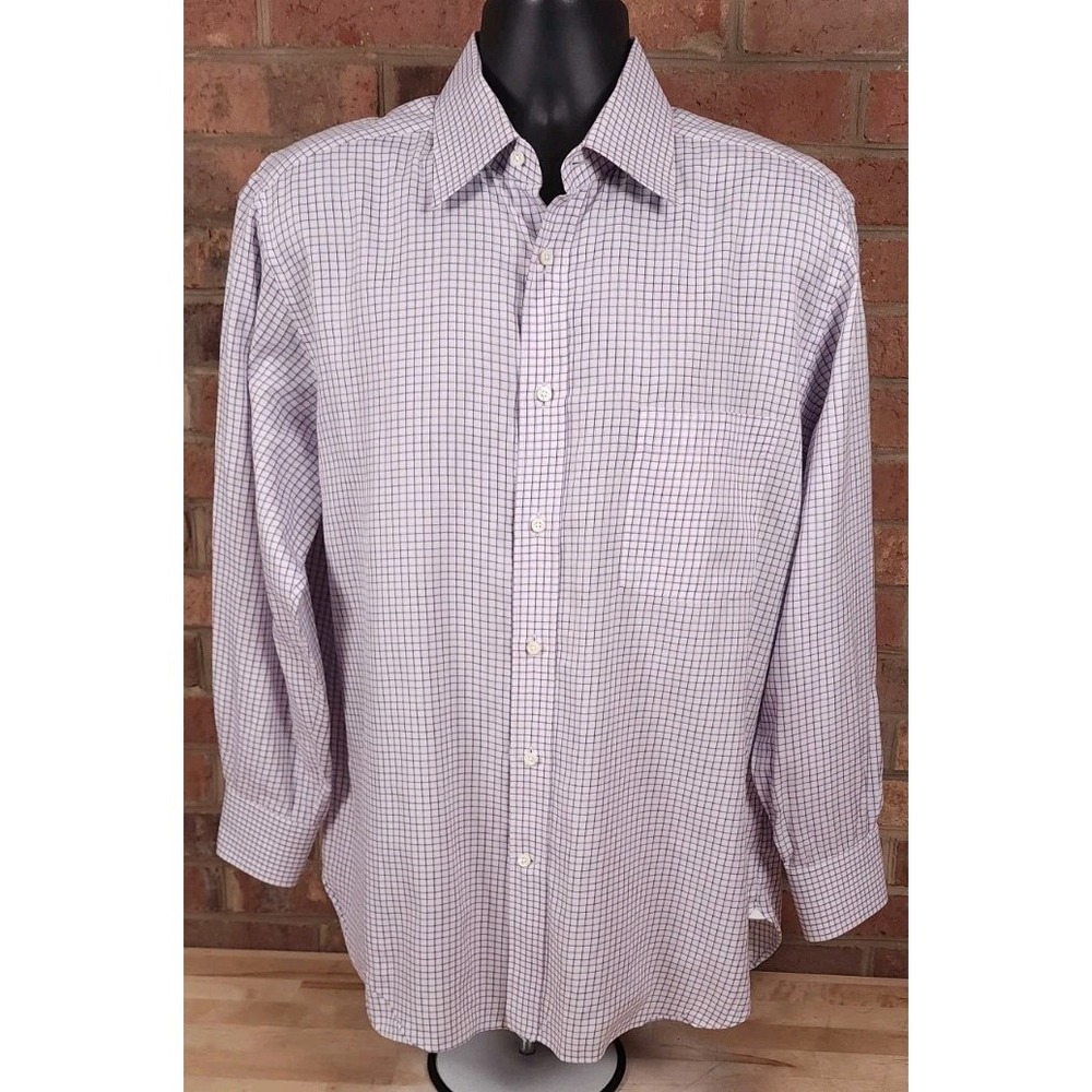 Ermenegildo Zegna Su Misura White Purple‎ Check Mens Cotton Shirt Size 2XL